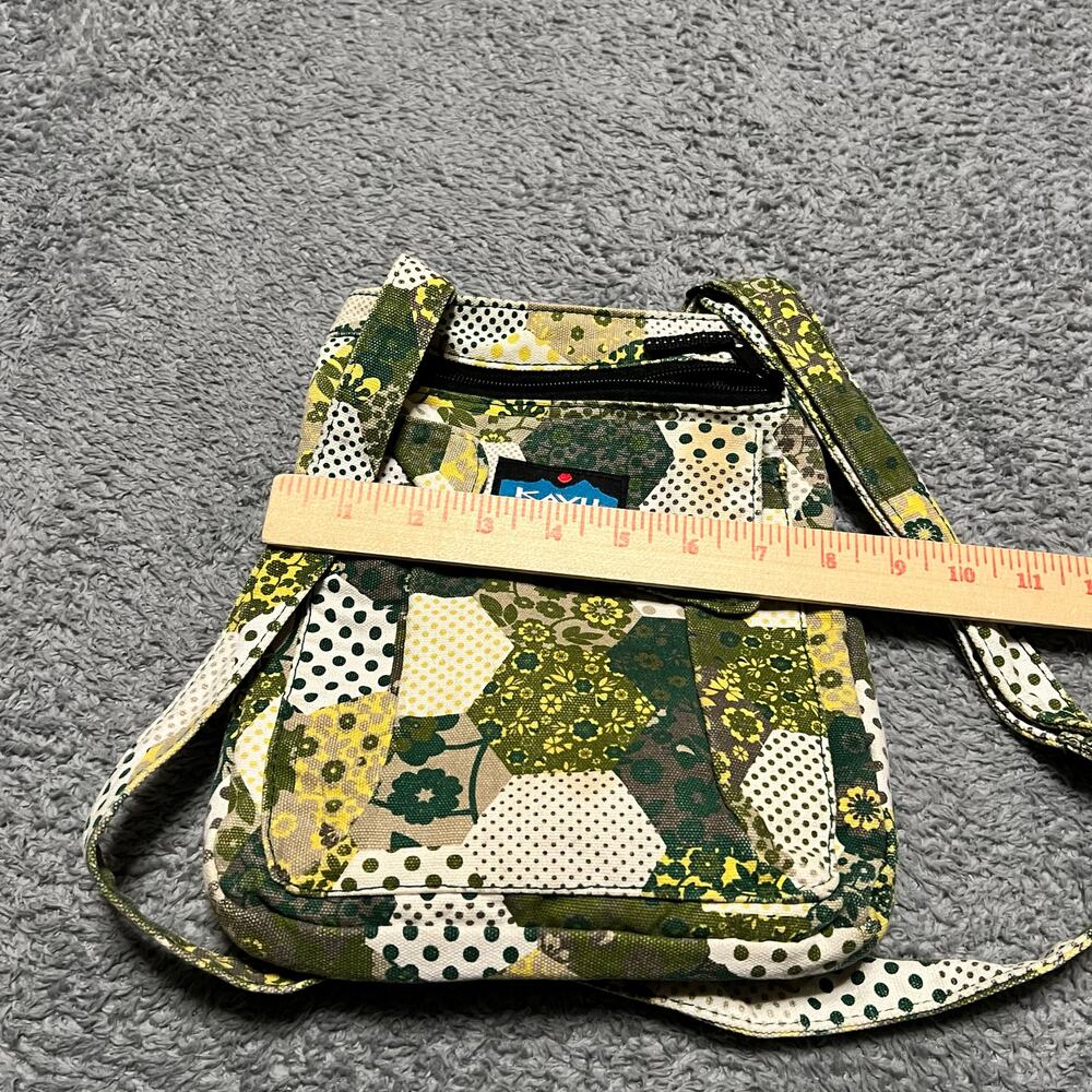 Kavu Mini Keeper Crossbody Bag Carolina Quilt Green White Patchwork Purse - Picture 5 of 6